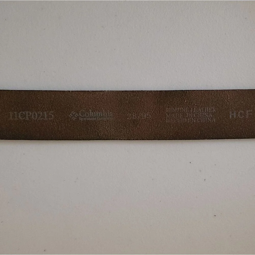 columbia sportswear genuine leather double holed belt mens size 38